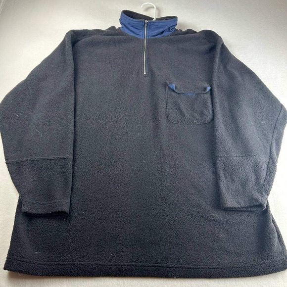 Vintage Woolrich Full Zip Polartec Fleece Jacket Front Pocket Black Men's Large - Picture 1 of 8